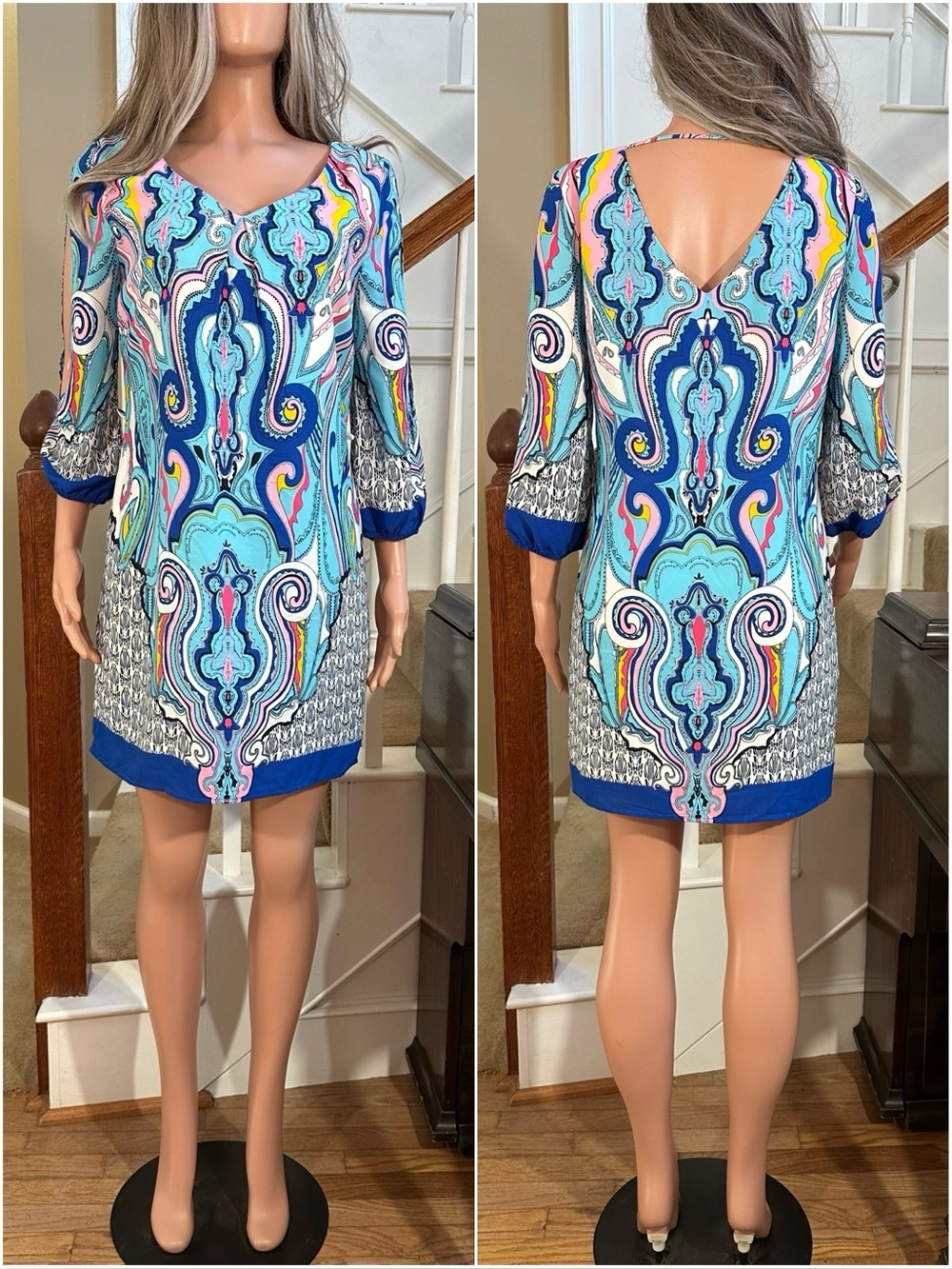 Pink Owl Blue Paisley-Print Shift Dress